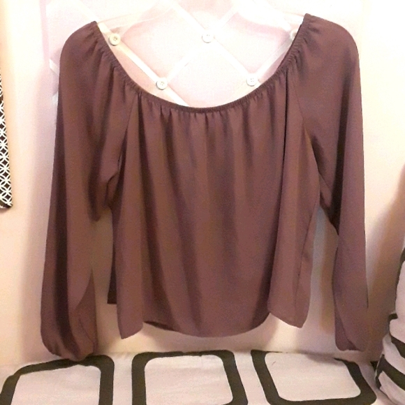 EUC Forever 21 Womens Mauve Crop Top 3/4 Sleeves - Picture 2 of 4